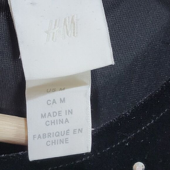 H&M Velour Black Dress with Gunmetal Bedazzle Dots - Picture 8 of 9